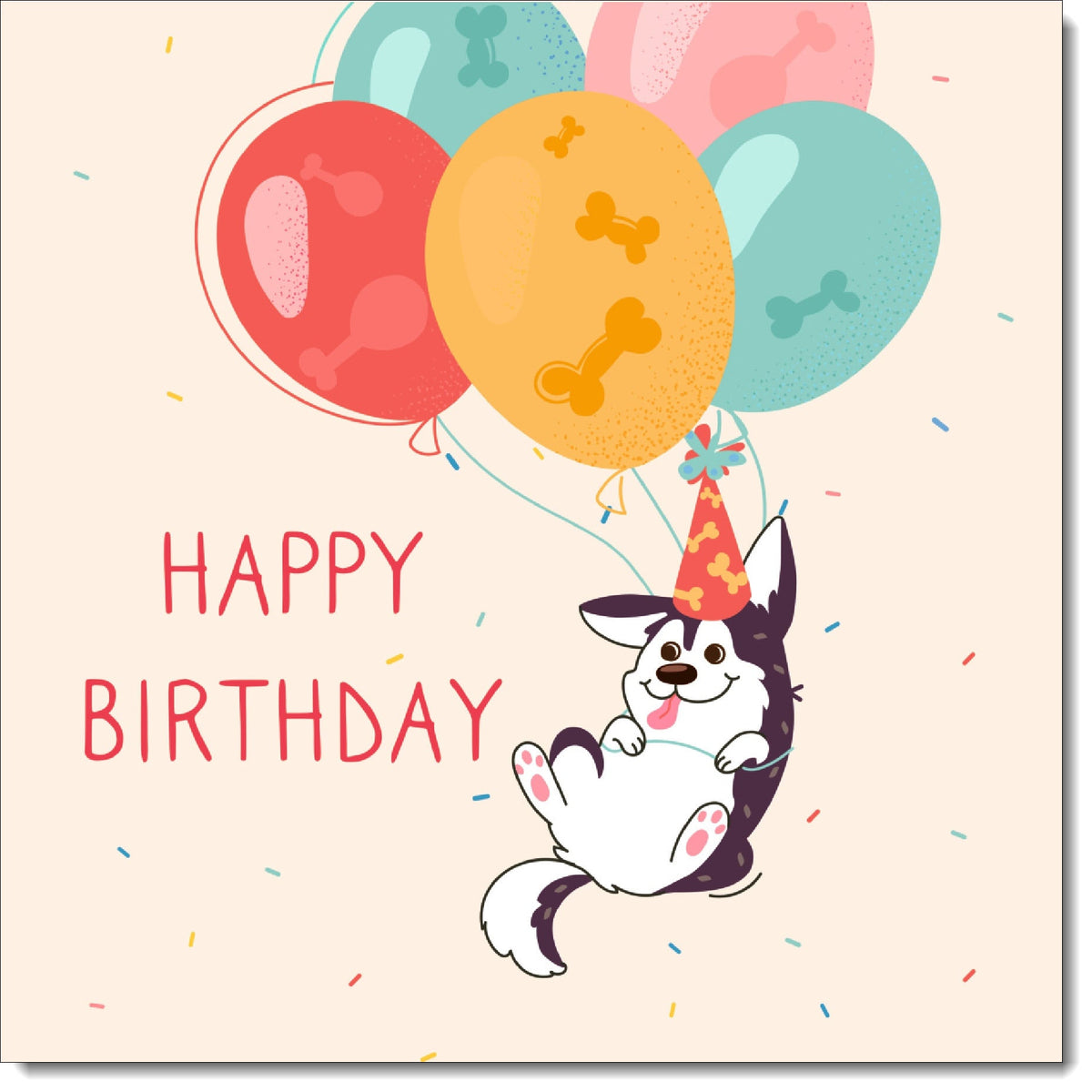 Birthday Card for Girl Puppy Balloons – Wholesale Greeting Cards