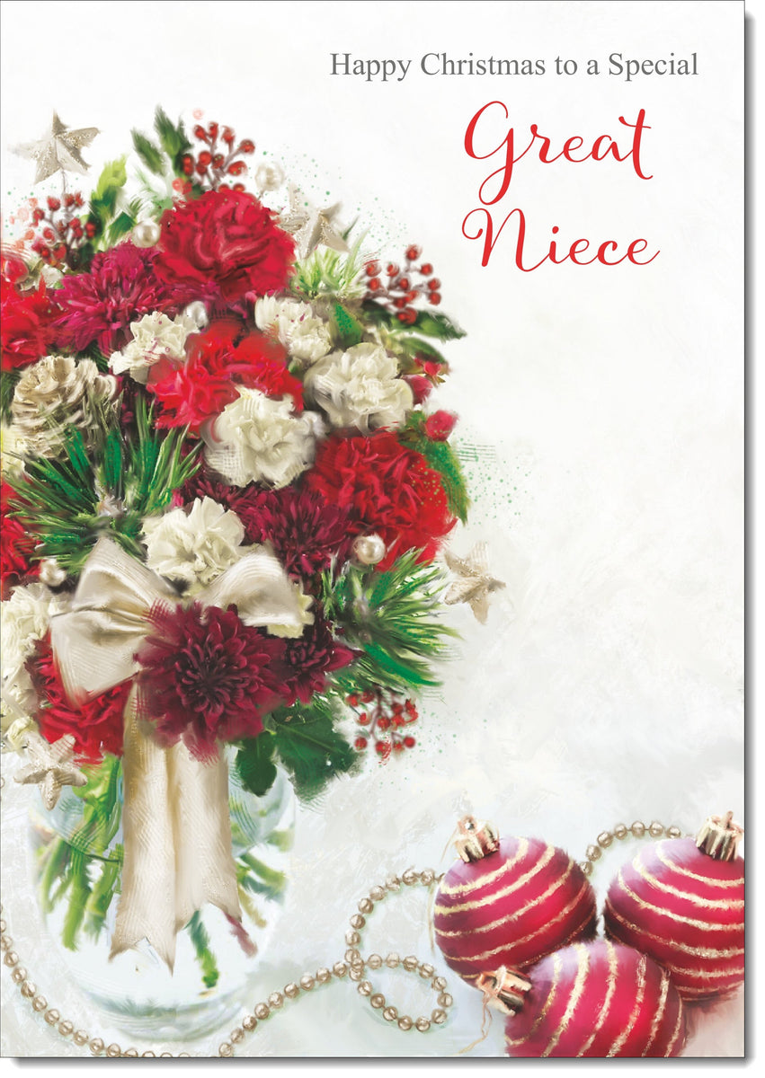 Weihnachtskarte „Great Niece“ – A5 (148x210 Mm), Glänzend, Mit Teddy & Strumpf